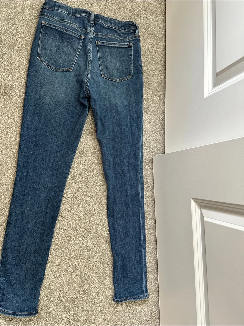 High-Rise Dark Blue Button-Fly Girls Jeans